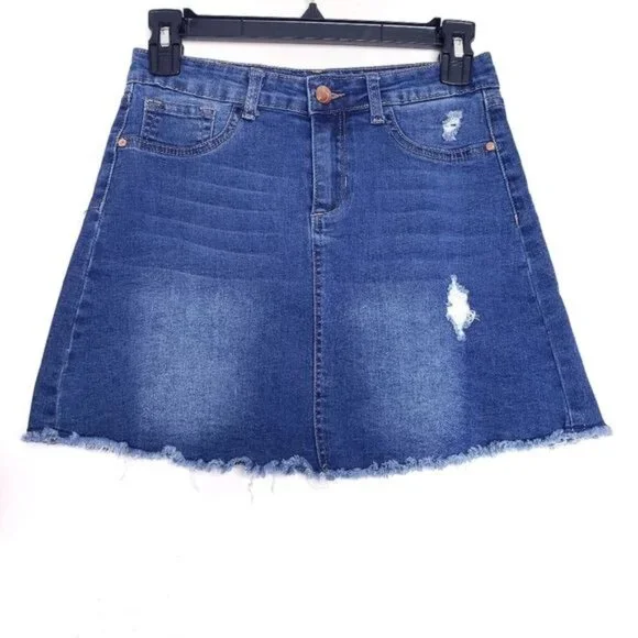 Joe's Jeans Distressed Frayed Hem Classic Denim Jean Skirt Girls Size 14 - Picture 10 of 10